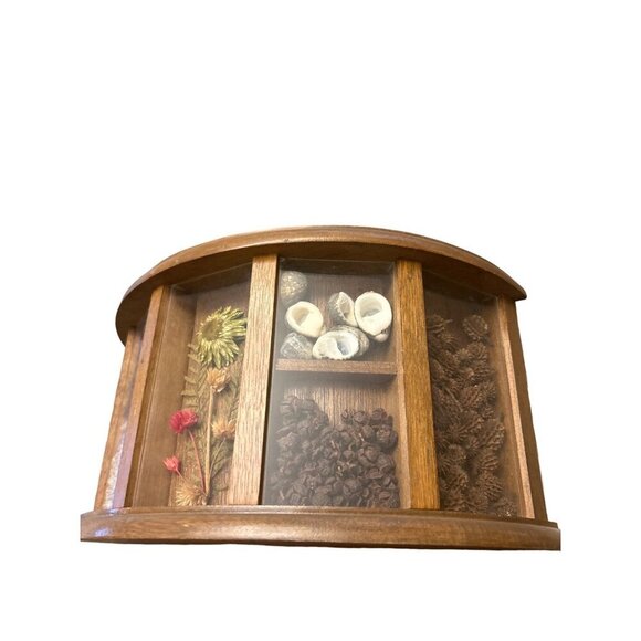 Vintage Wooden Napkin Holder HIMARK Yoshikawa Letter holder MCM Shells Flowers - Picture 3 of 9